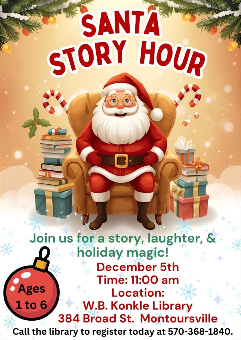 Santa Claus Surrounded by Colorful Storybooks