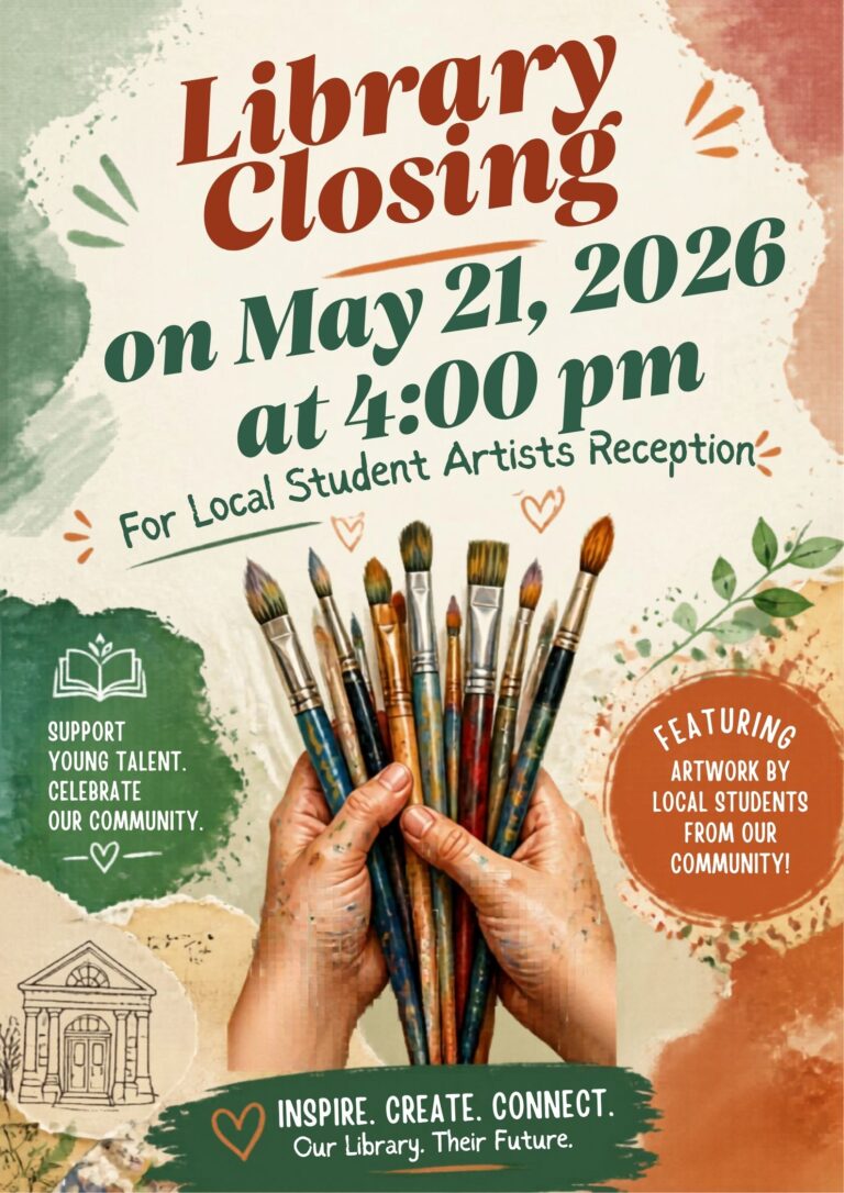 Library Closing Poster for Student Artists Reception