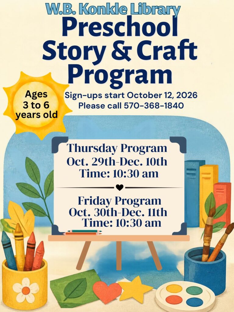 Preschool story and craft program poster